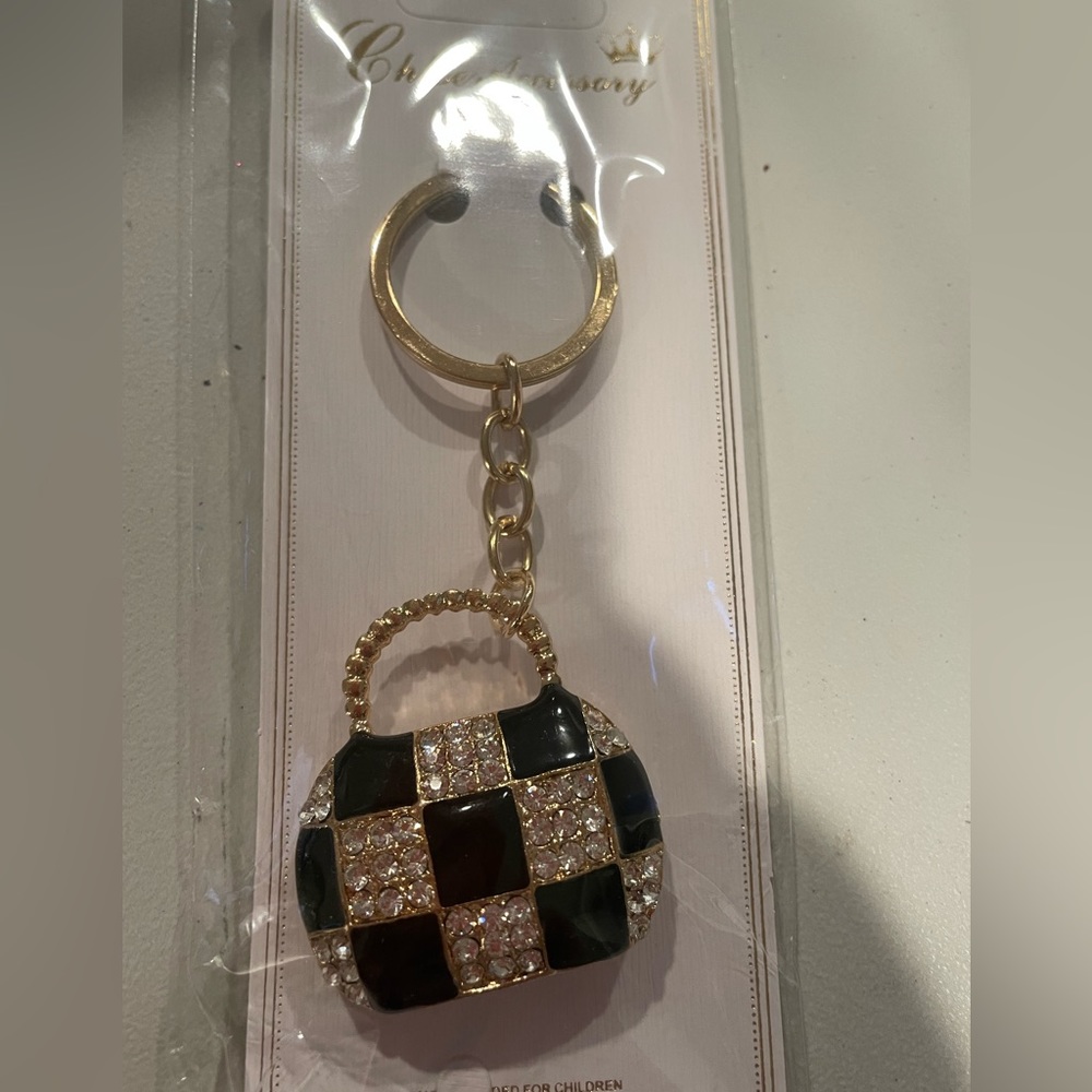 NWT Purse Charm Key chain with crystals